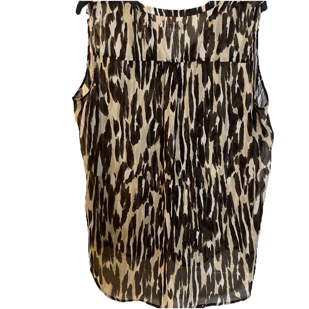 Liz  Claiborne Top Sheer Sleeveless Leopard Print V-neck Pullover Size PXL